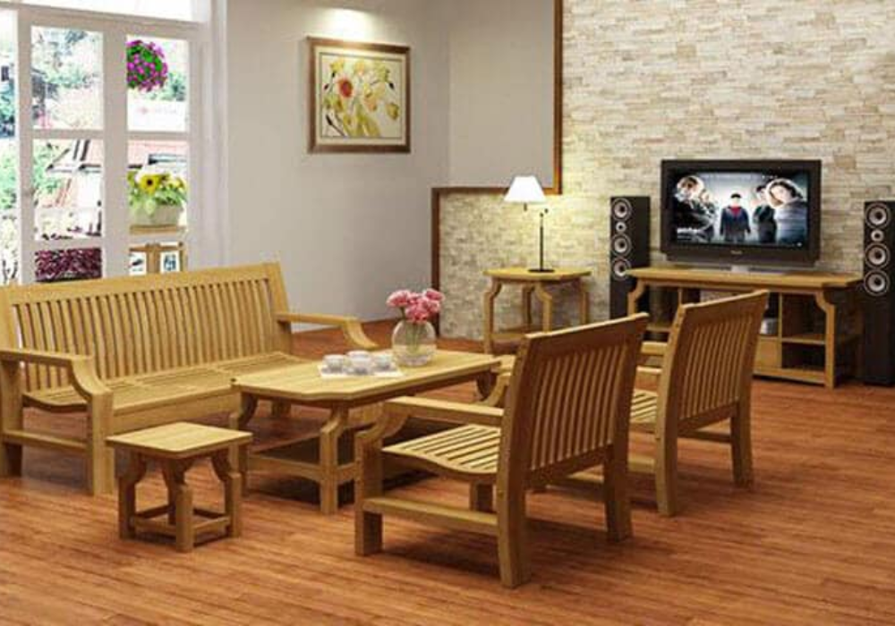 Thiết kế bàn ghế khá đơn giản nhưng vẫn đảm bảo được sự tinh tế, lịch sự cho phòng khách