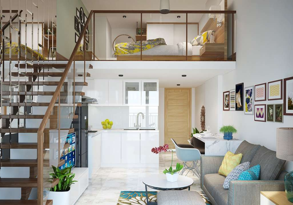 Mẫu nhà cấp 4 gác lửng 3 phòng ngủ 4x25