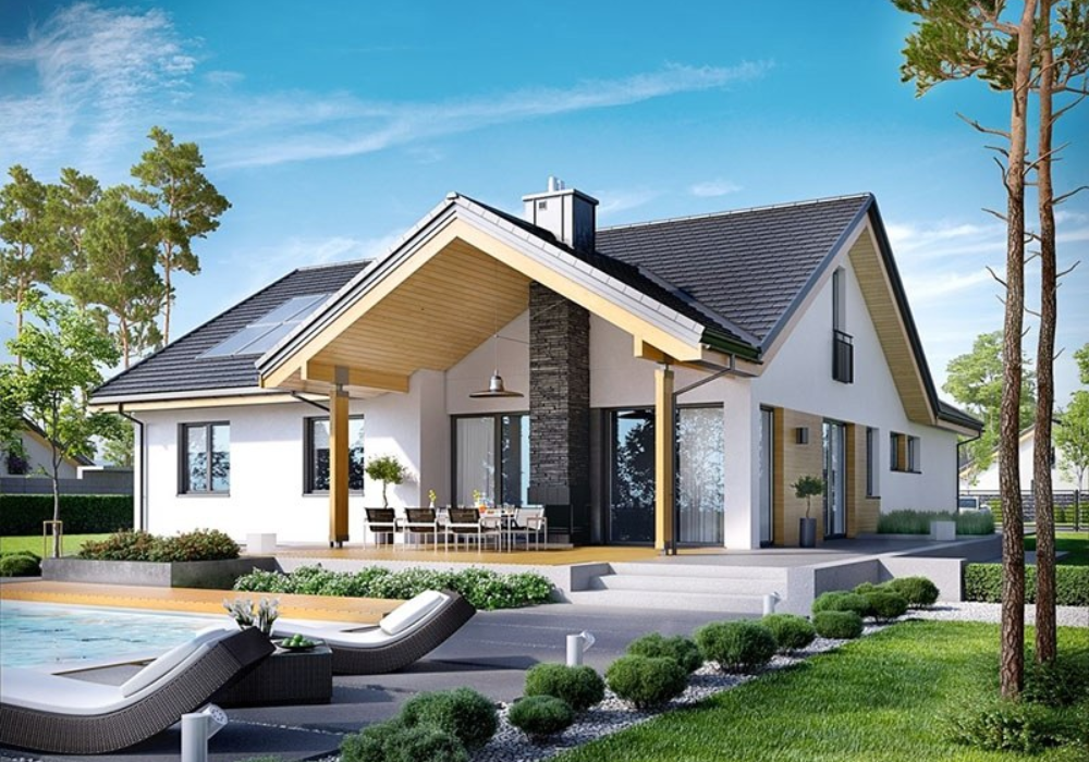 Mẫu nhà cấp 4 gác lửng 3 phòng ngủ 4x25 sang trọng