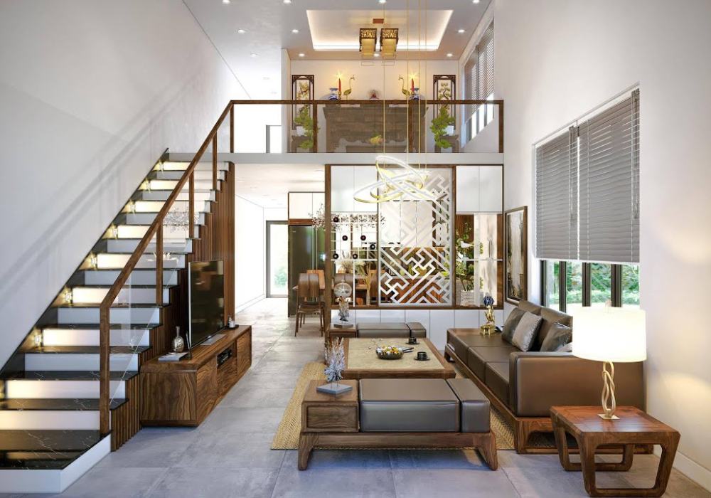 mẫu nhà gác lửng 3 phòng ngủ đẹp