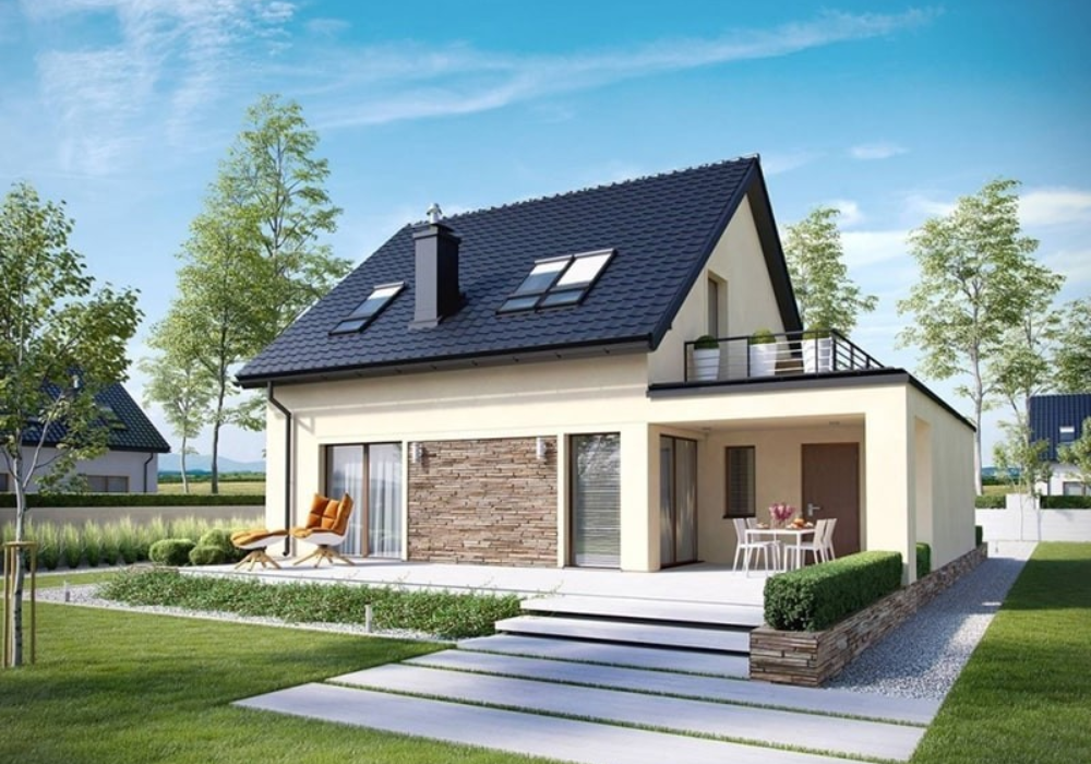 Mẫu nhà cấp 4 mái Thái gác lửng 3 phòng ngủ 2 phòng thờ sang trọng
