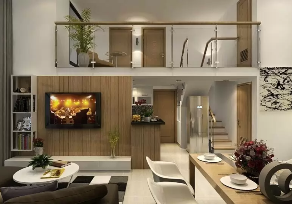 Nhà ống gác lửng 3 phòng ngủ hiện đại