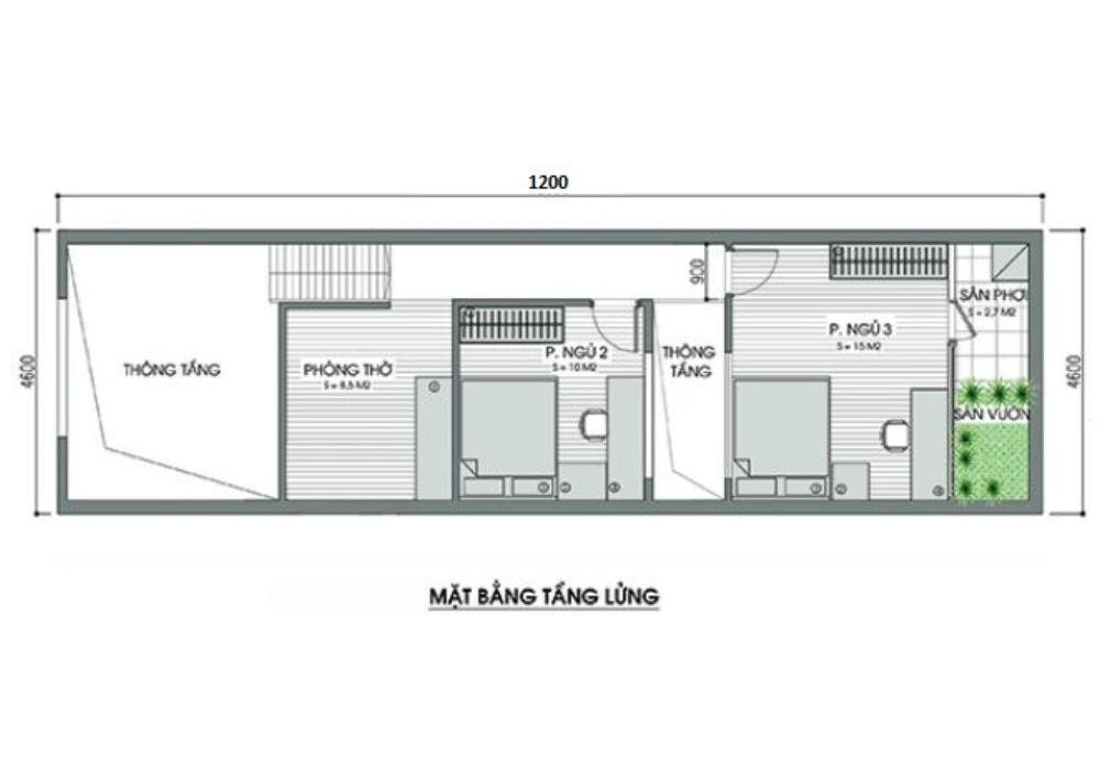 Mẫu nhà gác lửng 3 phòng ngủ 5x25 tích hợp nhiều không gian tiện ích