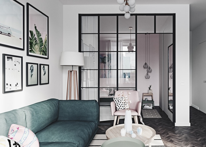 Mẫu thiết kế chung cư 50m2 2 phòng ngủ bạn có thể tham khảo