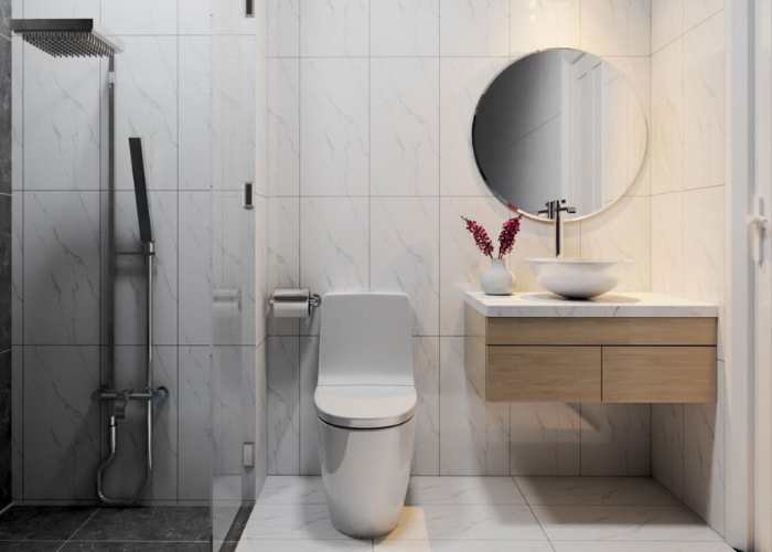 Một chiếc tủ hay kệ đơn giản ốp tường là nơi lý tưởng để bạn bày trí các vật dụng cá nhân