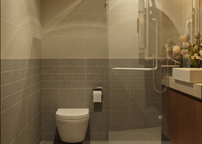 nhà tắm 4m2 phong cách tối giản