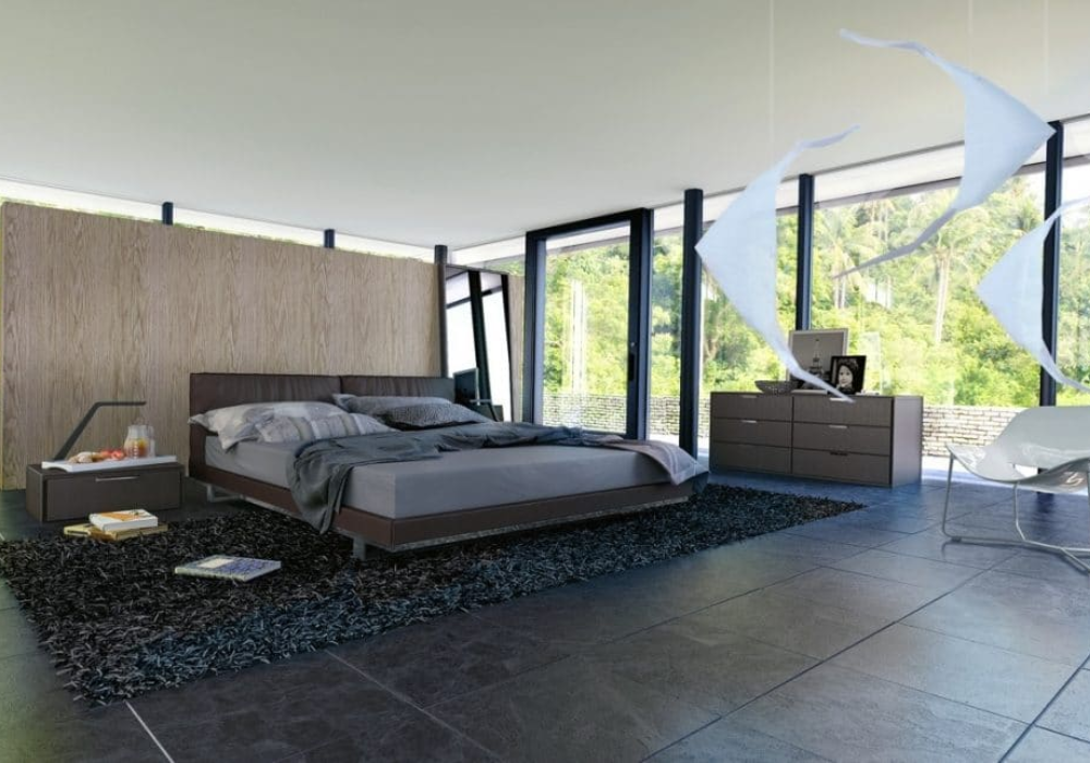 Mẫu thiết kế phòng ngủ 40m2 có cửa sổ lớn nhìn ra vườn
