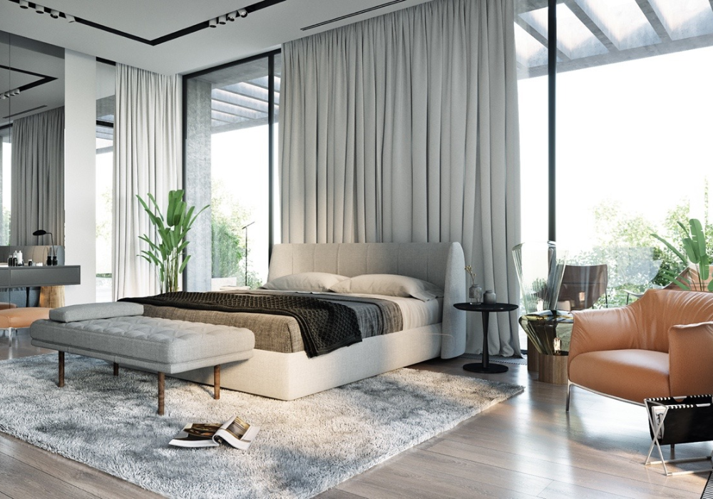 Phòng ngủ 40m2 tông màu xám nhẹ nhàng