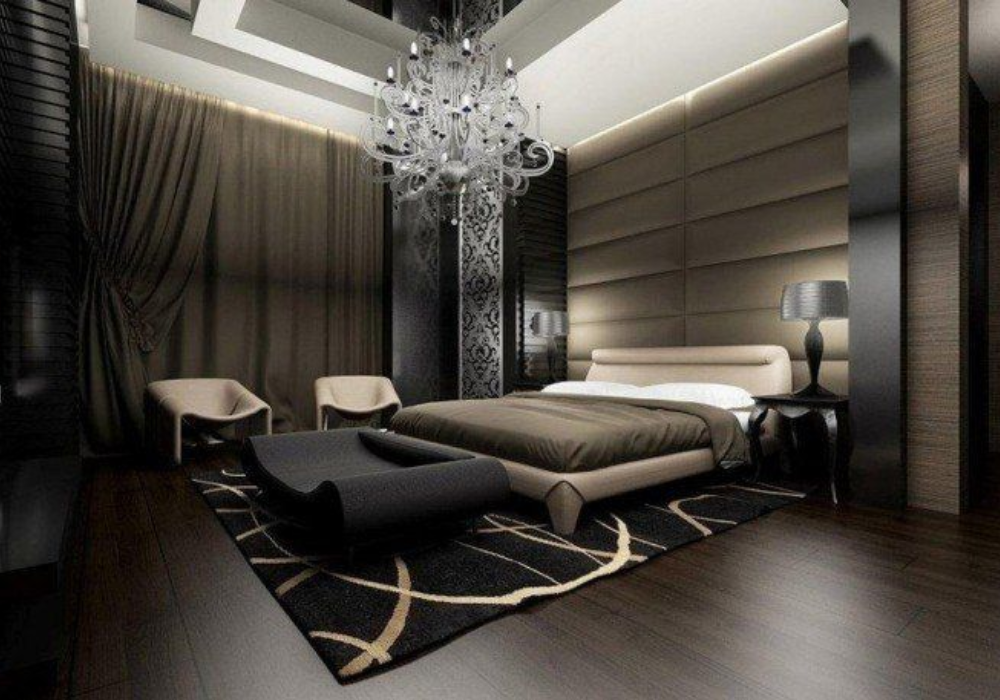 Mẫu phòng ngủ 40m2 có tông màu tối hiện đại