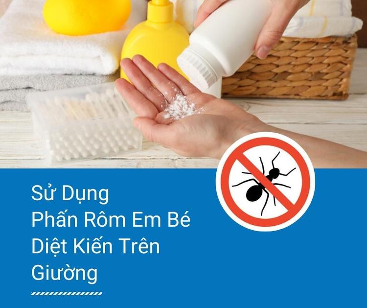 Rắc phấn rôm xung quanh khu vực giường ngủ cũng là một trong những cách diệt kiến trên giường ngủ hiệu quả. 
