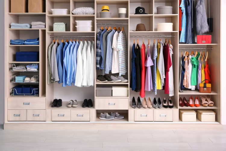 Tủ quần áo được sắp xếp gọn gàng và phân loại theo chức năng