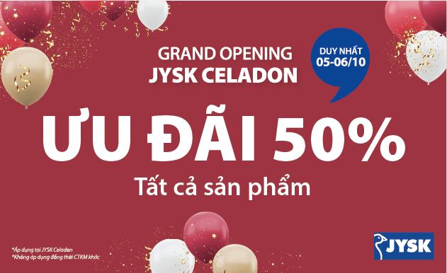 Đếm ngược sự kiện khai trương JYSK Celadon - Siêu ưu đãi 50% chỉ trong ngày 05 & 06/10