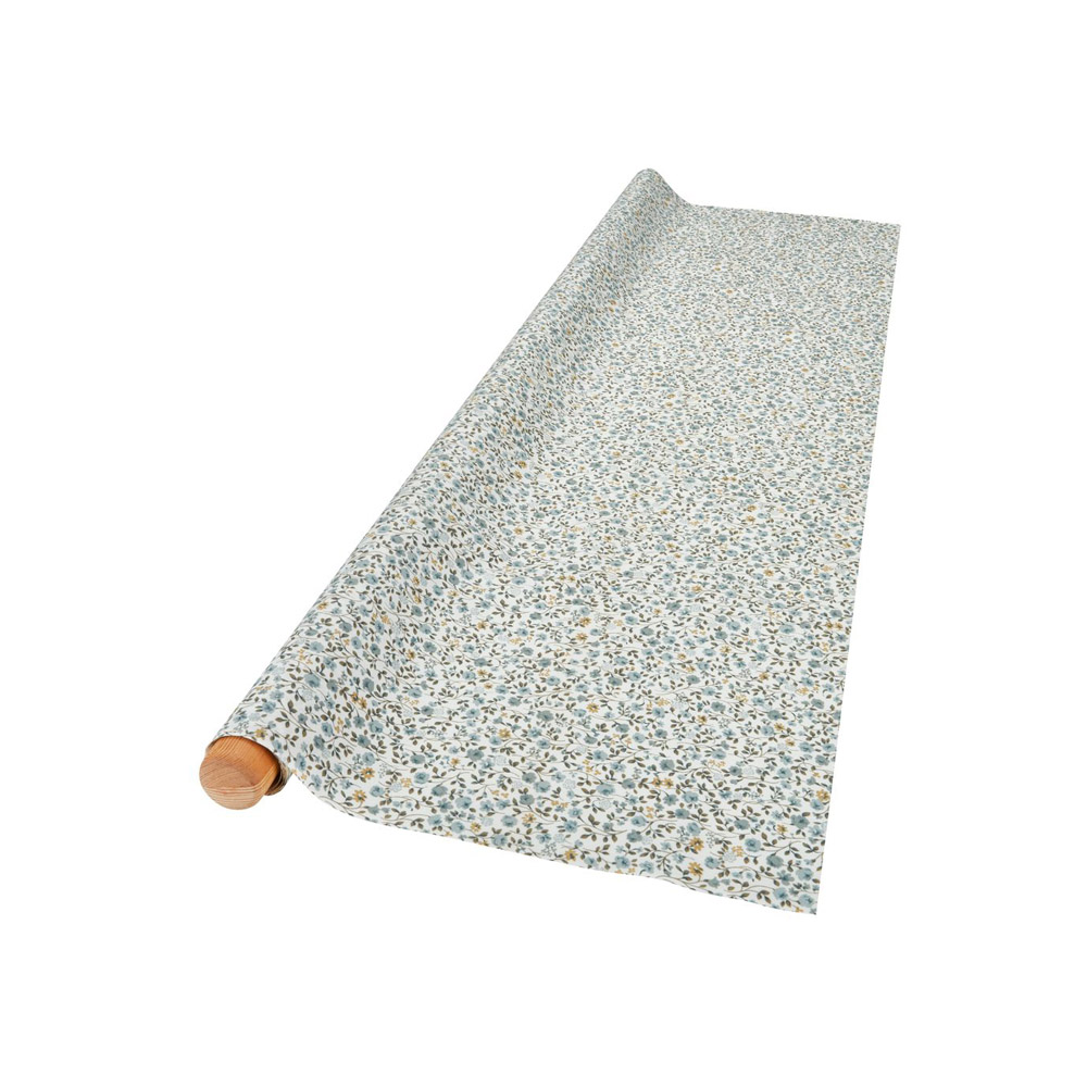 Khăn phủ bàn | FLORA | polyester/cotton | trắng/xanh biển | D140cm