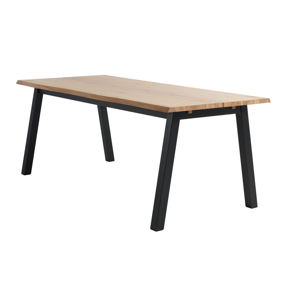 Dining table | SKOVLUNDE | industrial wood | oak/black | D200xR90xC76cm