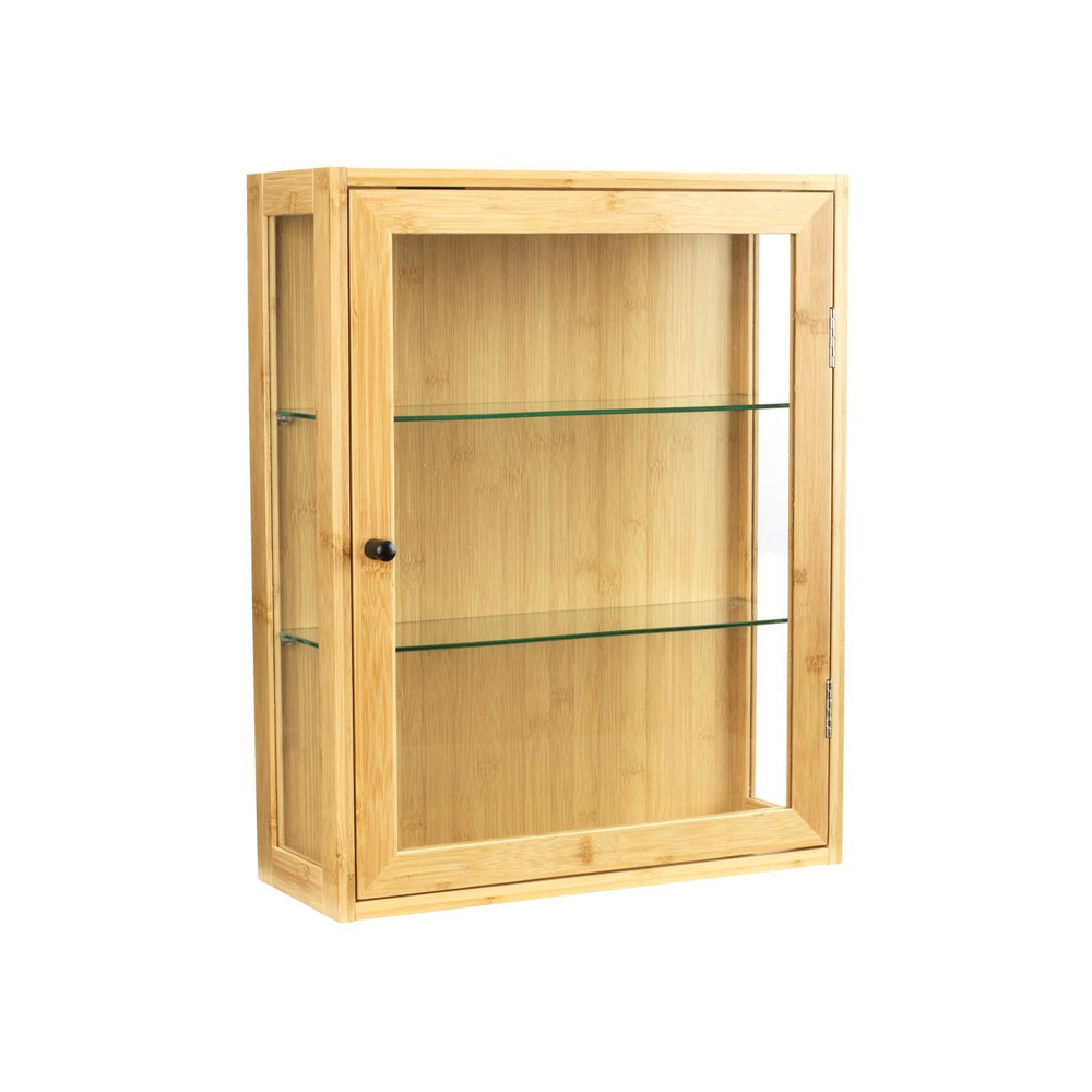 Tủ treo tường có kính | RIBE | kính/gỗ tre | màu tự nhiên | R40xS15xC50cm