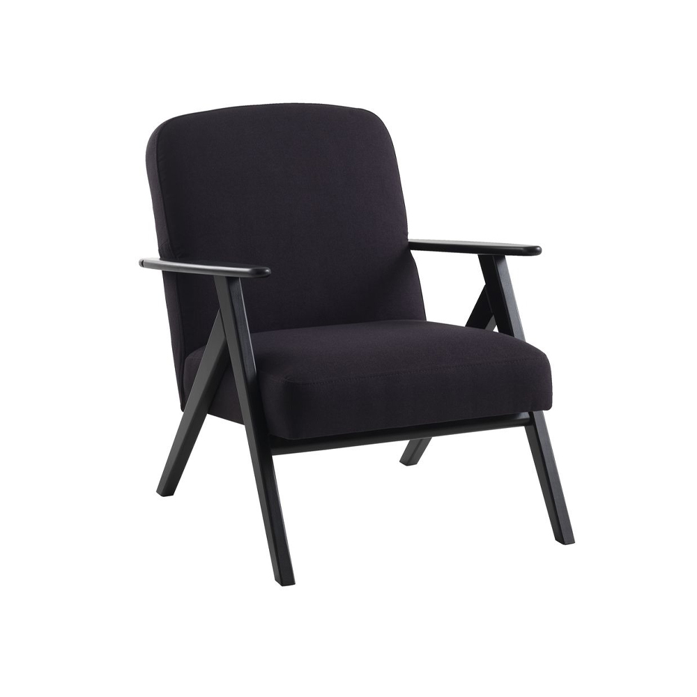Ghế bành | SADDERUP | vải polyester/gỗ sồi | xám đậm | R60xS81xC76cm
