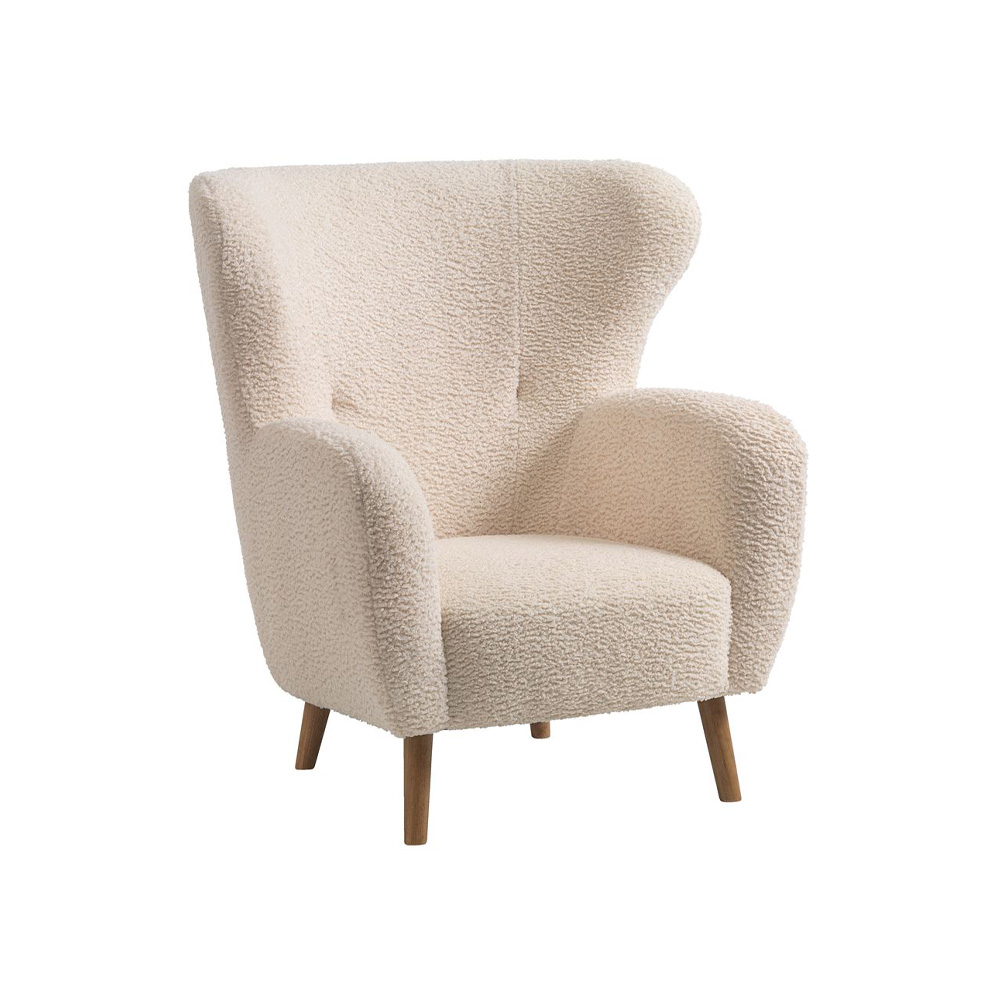Ghế bành | VILDSUND | vải polyester | màu kem/sồi | R89xS87xC96cm
