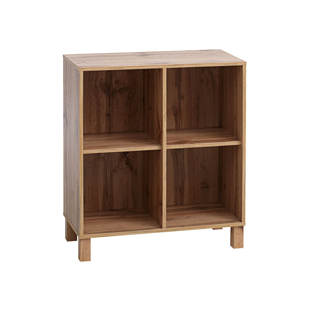 Kệ trưng bày 4 ngăn | SKALS | gỗ công nghiệp | màu sồi | R71xS35xC71/86cm