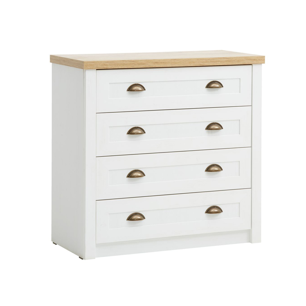 Tủ ngăn kéo 4 ngăn | MARKSKEL | gỗ công nghiệp | trắng/màu sồi | R90xS44xC88cm