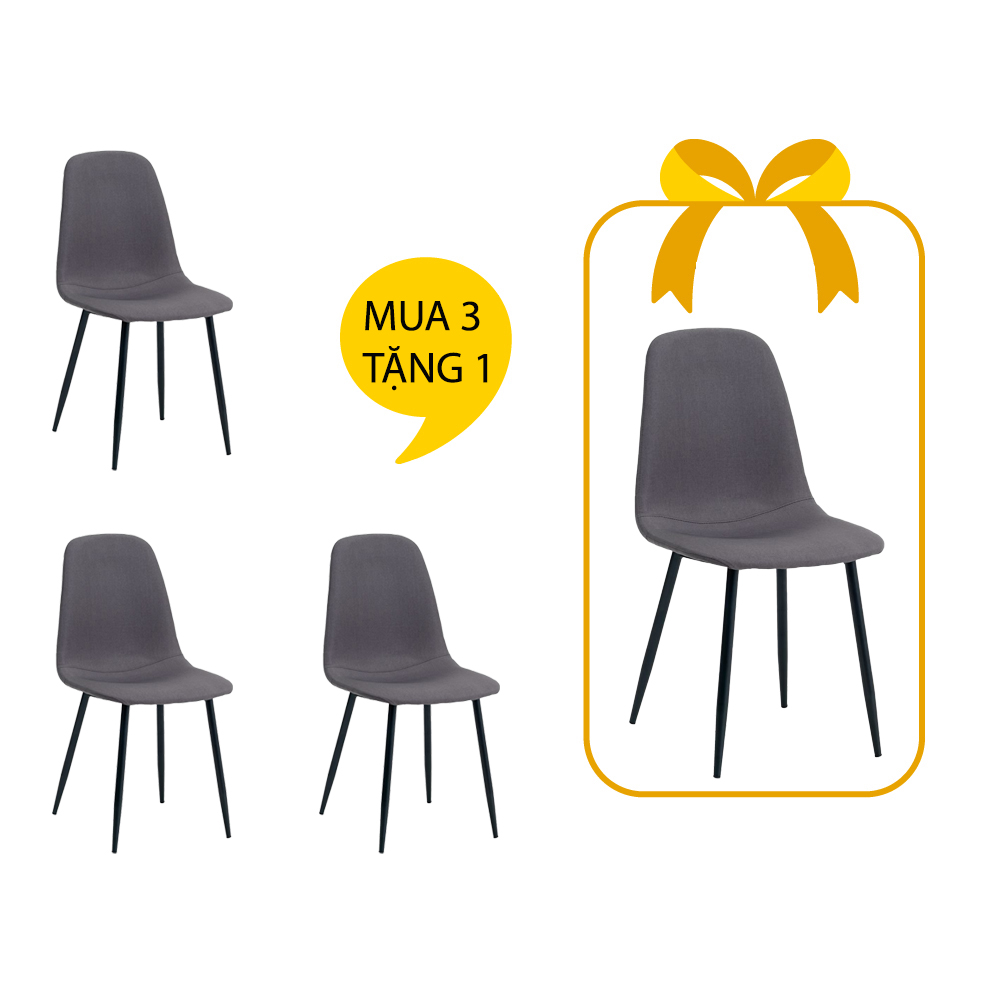 [MUA 3 TẶNG 1] Ghế bàn ăn | JONSTRUP | kim loại/vải polyester | xám/đen | R44xS53xC87cm
