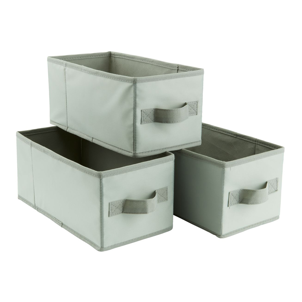 Bộ 3 hộp đựng | ALBAN | polyester/giấy nén | xanh lá nhạt | R14xD28xC13cm