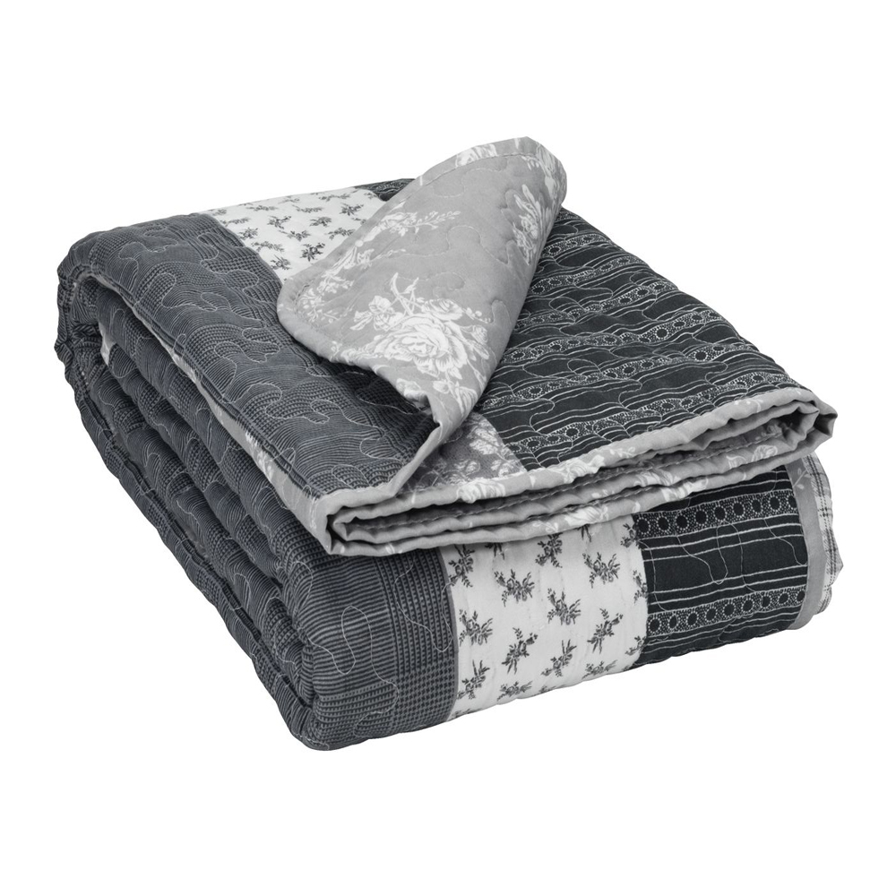 Quilted blanket KORNBLOMST 140x200 grey
