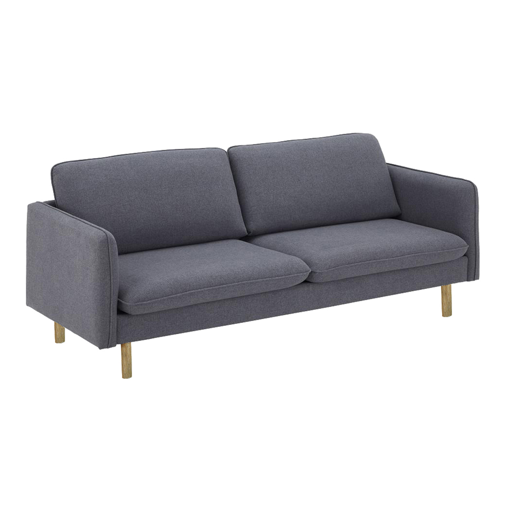 Sofa 3s | nID-002 | vải polyester | ghi đậm | chân gỗ sồi | R205xS82xC83cm