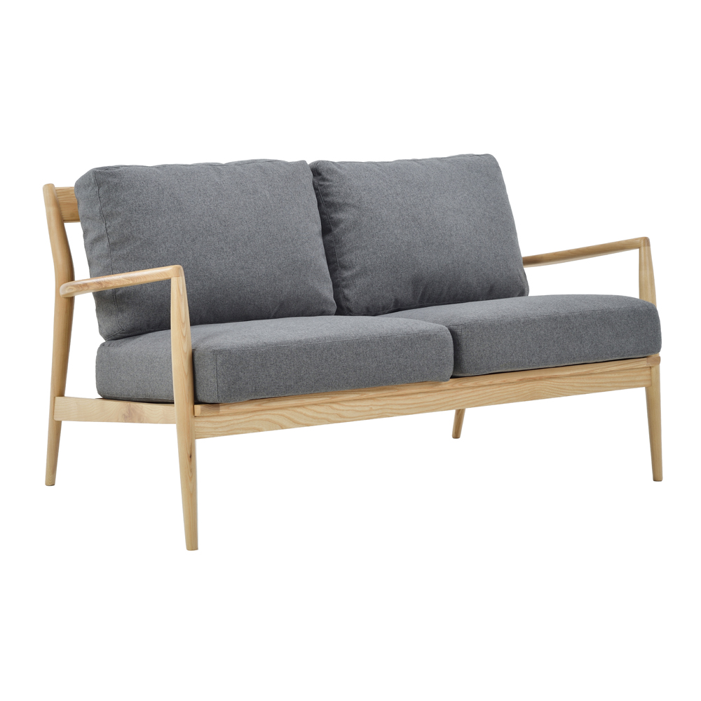 Sofa 2 chỗ | NOFU806 | gỗ tần bì/vải polyester | màu sồi/ghi đậm | R152xS88xC75cm
