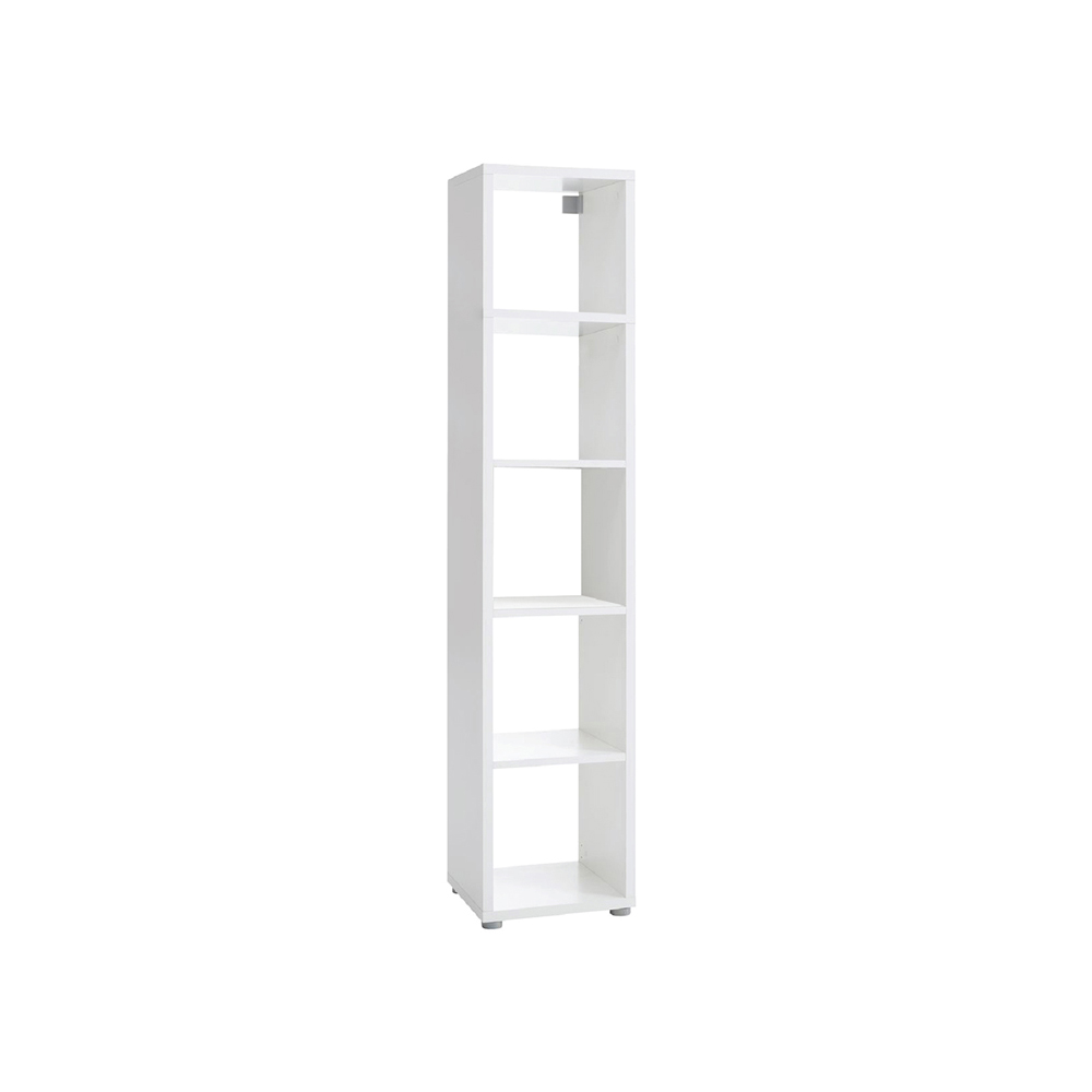 Book shelf with 5 shelves SANDAGER, white industrial wood, R43xC187xS34cm