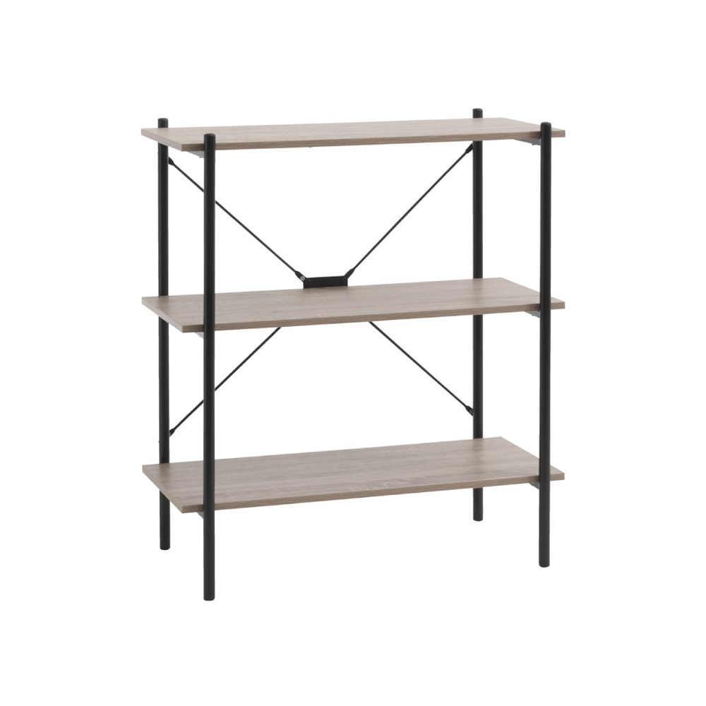 3-tier bookshelf | VANDBORG | oak wood/black metal frame | R80xC92x40cm
