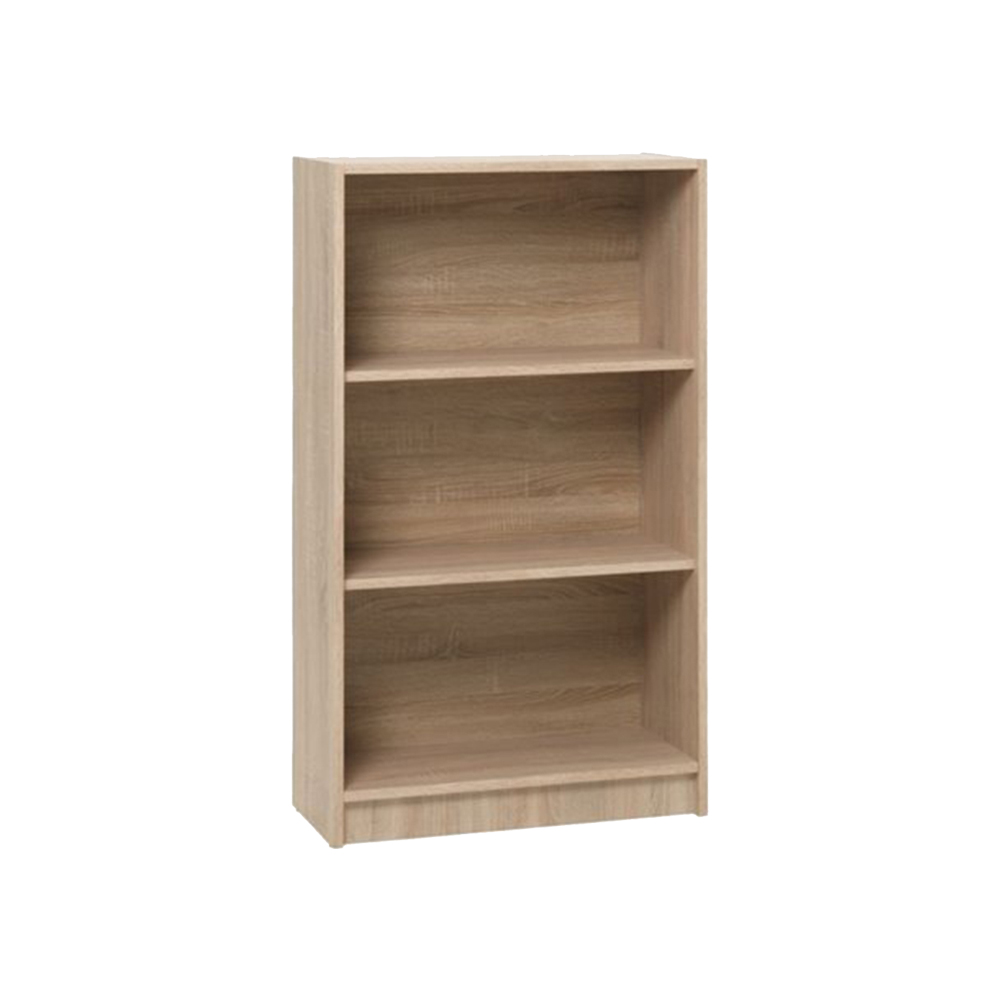HORSENS 3-tier bookshelf, oak-colored industrial wood; 70x120x30cm; PLUS