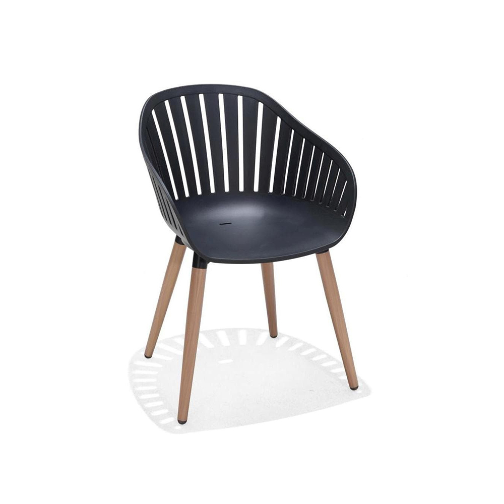 Outdoor Chairs | CANNES | plastic/natural wood | black | R54xS54xC79cm