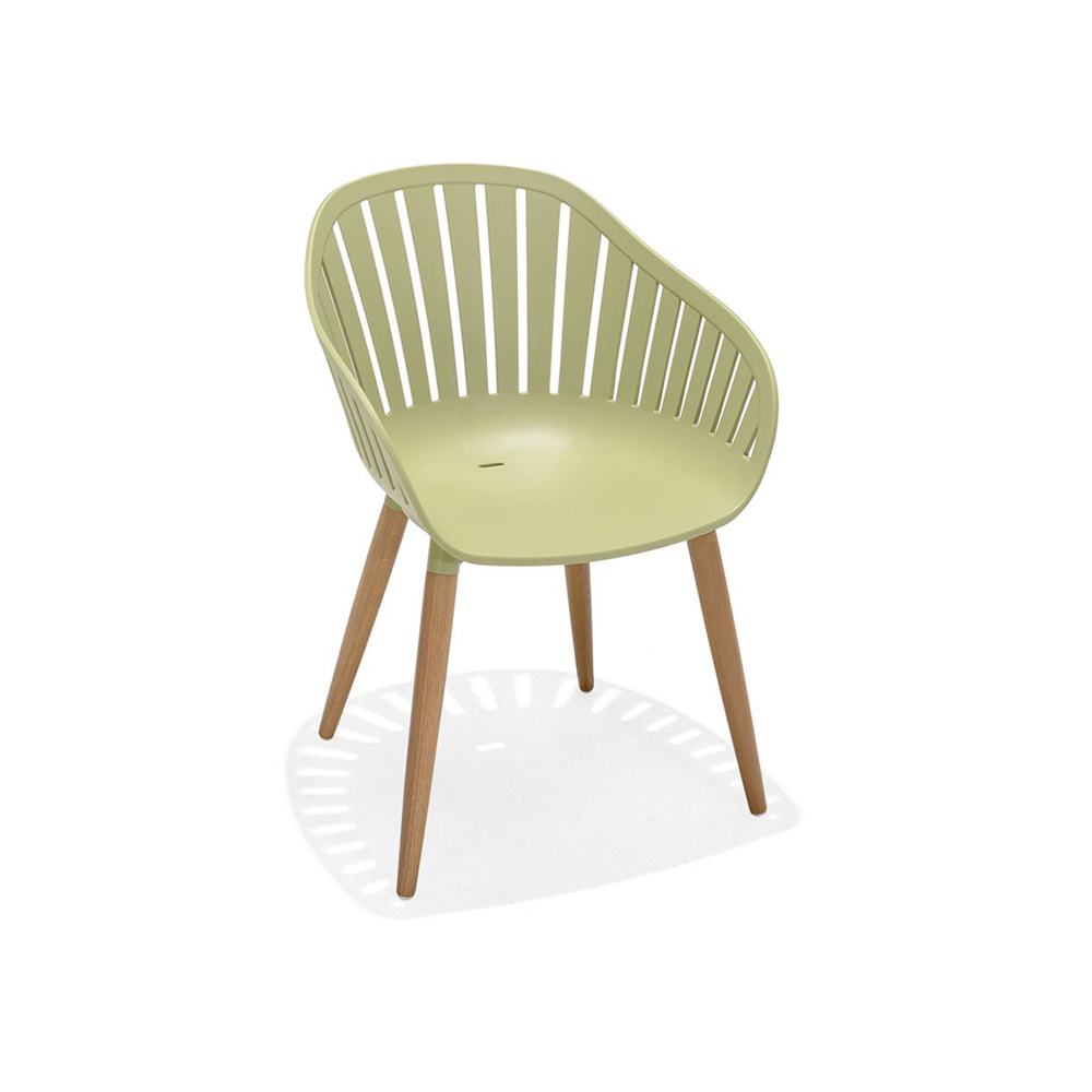 NASSAU Outdoor Chair | moss green plastic | natural wooden legs | R54xS54xC80cm
