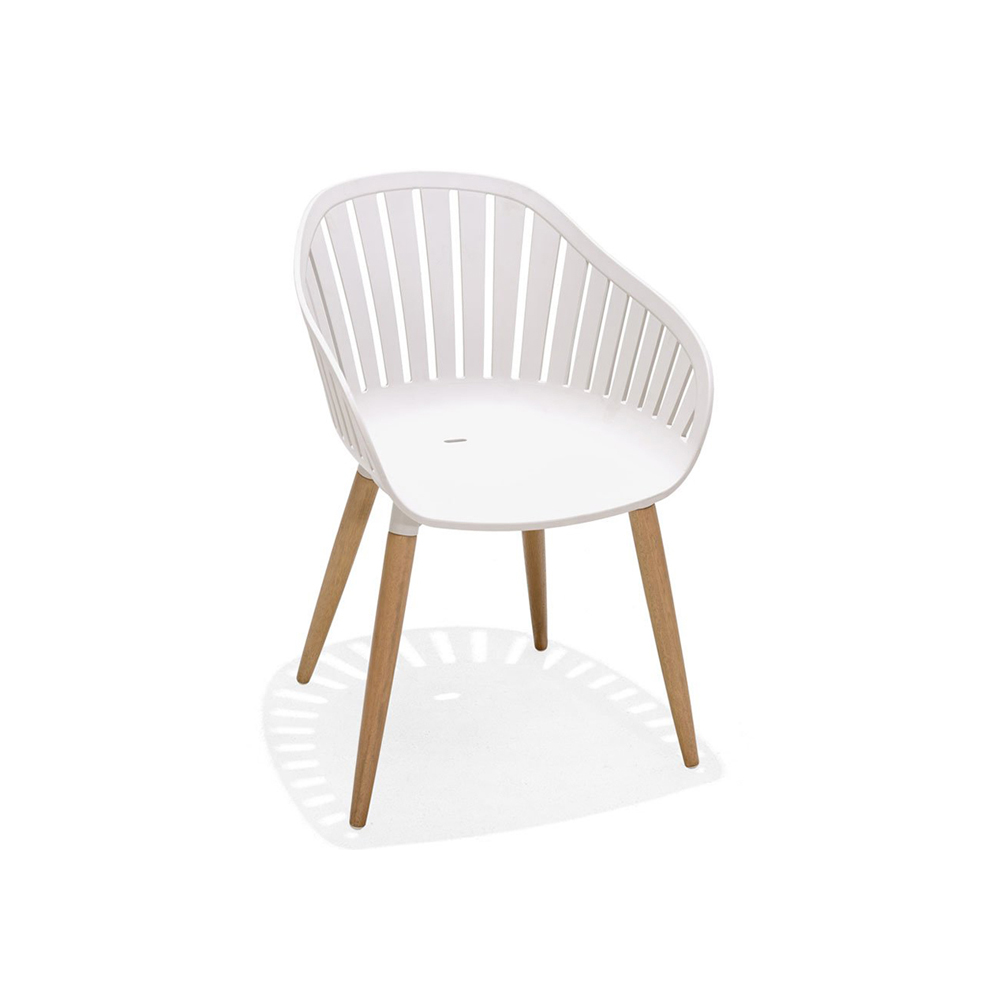 Outdoor Chairs | NASSAU | plastic/aluminum | white/oak | R54xS54xC80cm