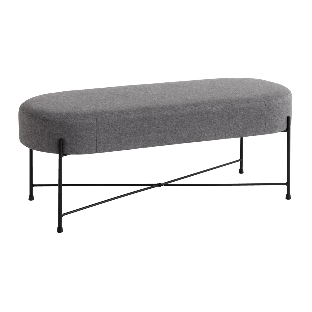 Bench | PADBORG | light gray polyester fabric cushion | black steel legs | R100xS40xC45cm