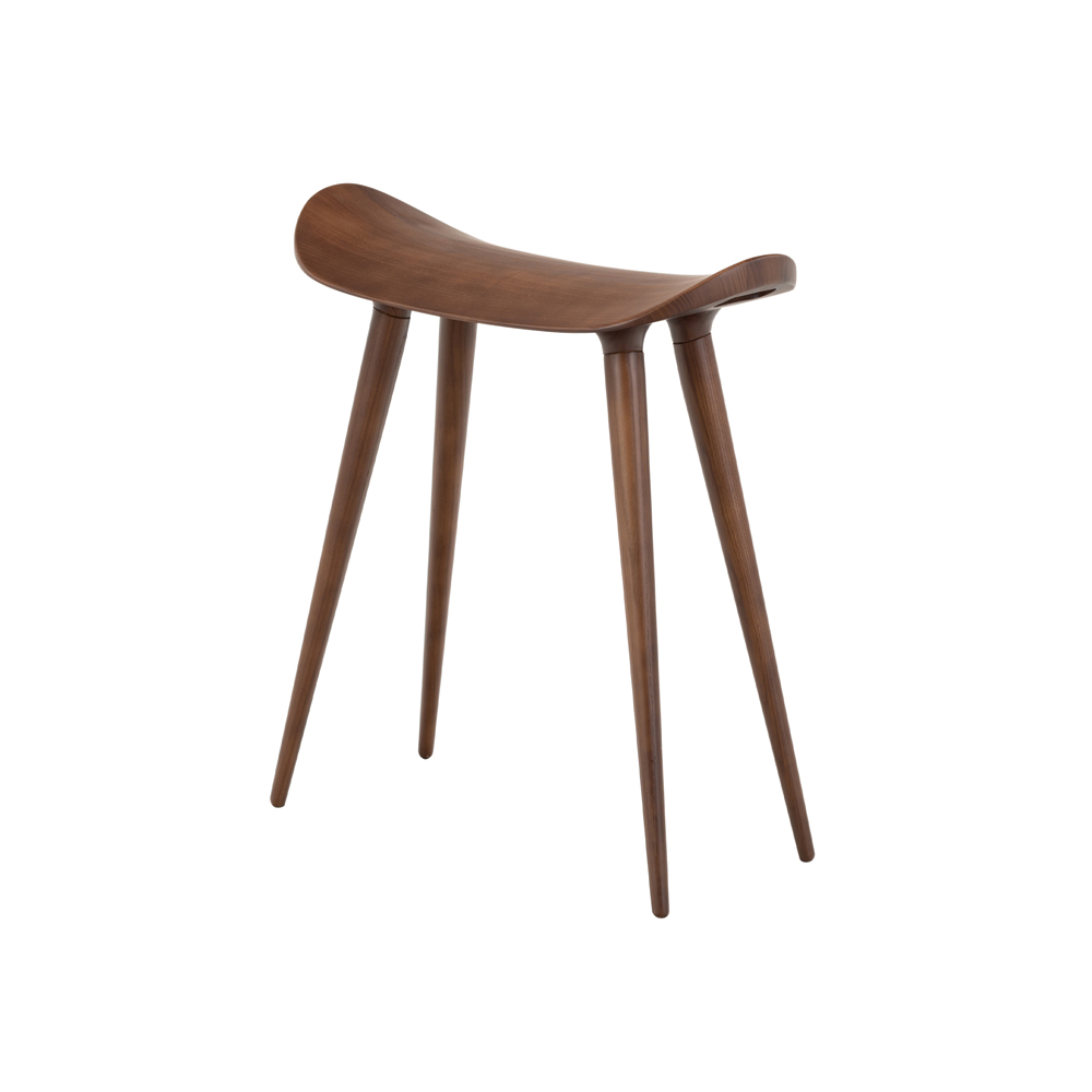 Small stool | NOFU645 | ash wood | coffee color | R50xS22xC38cm