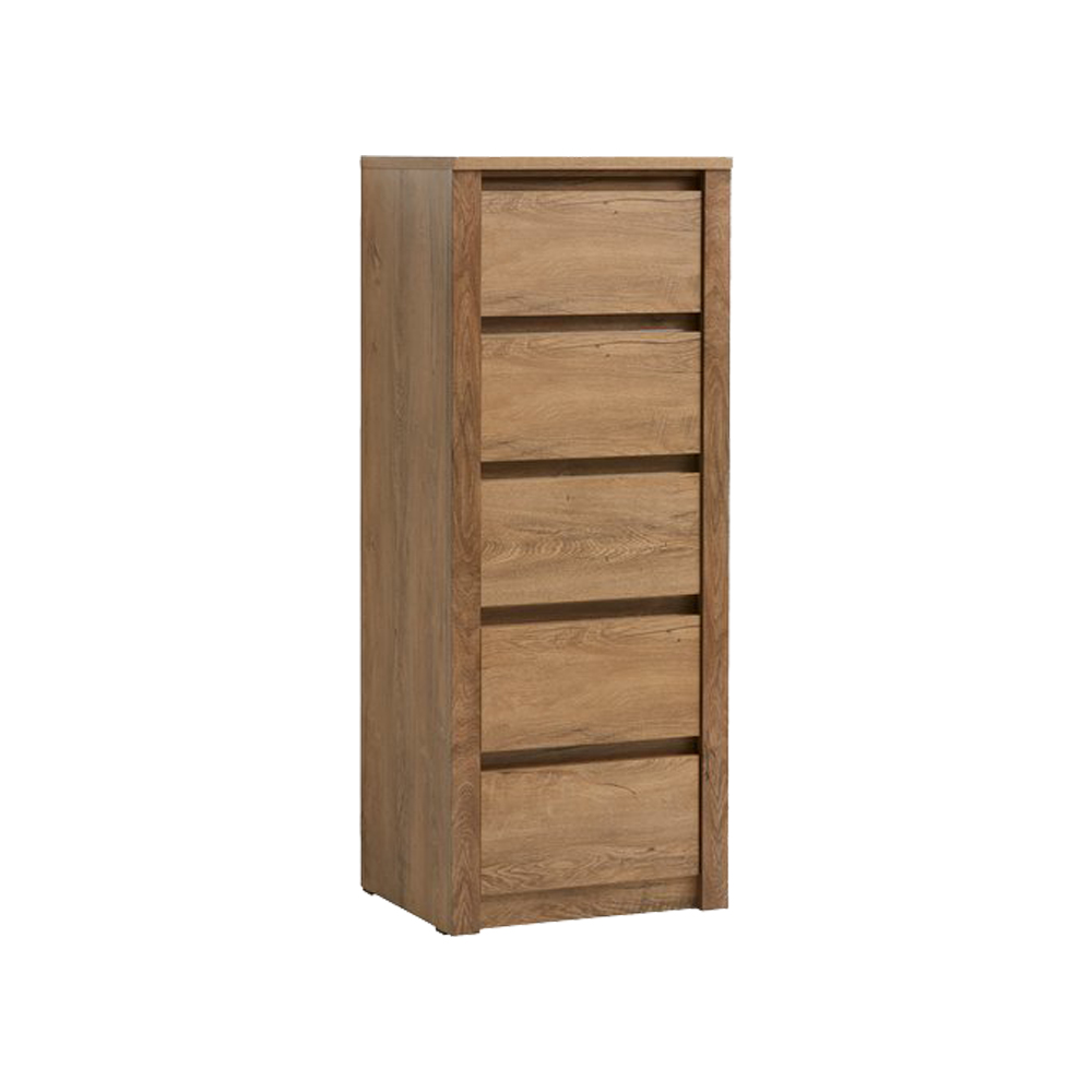 Tủ ngăn kéo 5 ngăn | VEDDE | gỗ công nghiệp | màu sồi đậm | R50xS43xC126cm