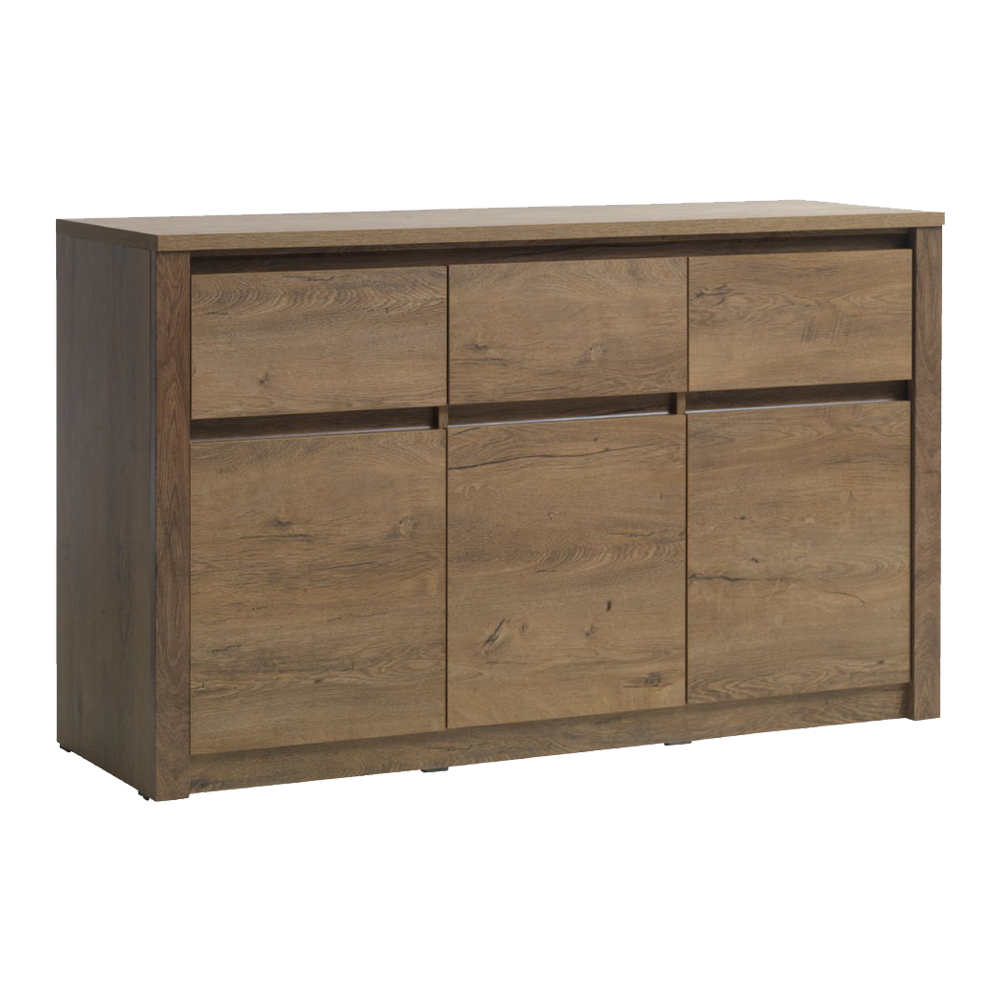 Tủ chén đĩa | VEDDE | 3 cánh 3 ngăn kéo | gỗ công nghiệp màu sồi | R130xS43xC79cm
