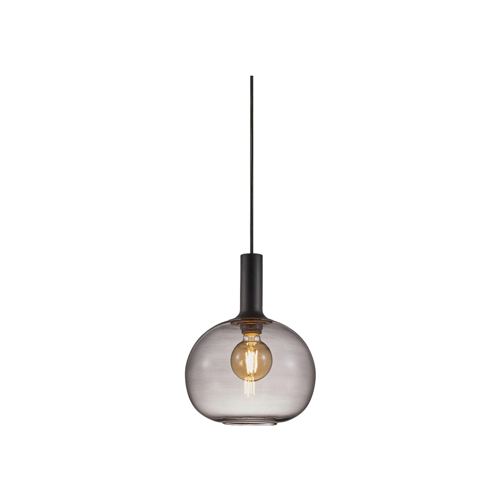 NORDLUX ALTON 25 pendant light, smoky gray glass/metal; C33cm