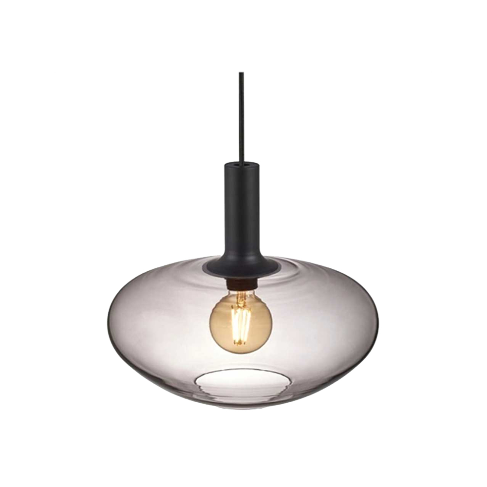 NORDLUX ALTON 35 pendant light, smoky gray glass/metal; C30cm