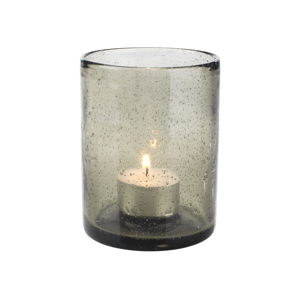 STELLAN decorative candle cup, gray glass; DK9x10cm