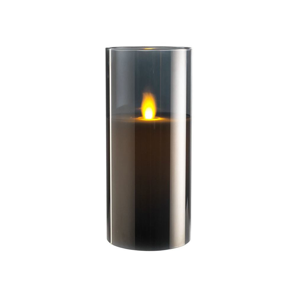 Pillar candle ARNT Ø7x15cm grey w/LED