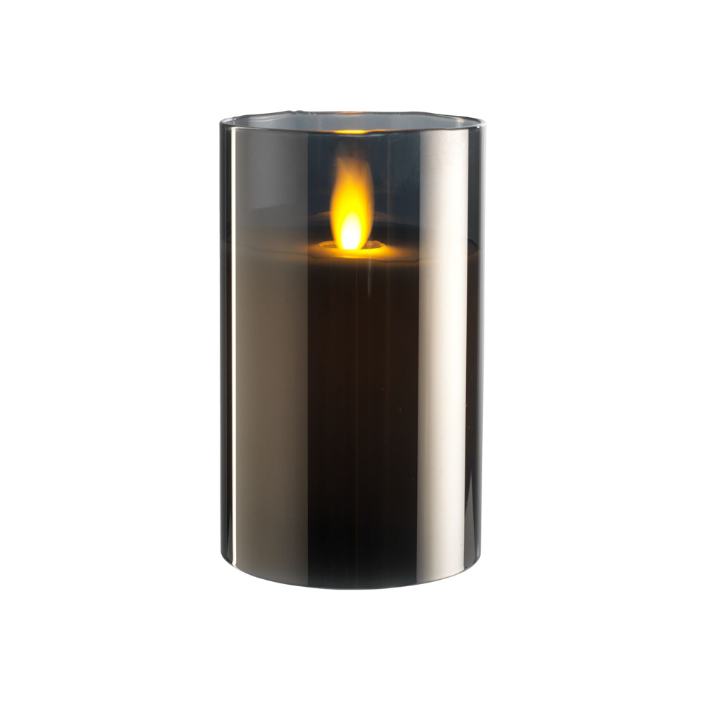 Pillar candle ARNT Ø7xH10cm grey w/LED