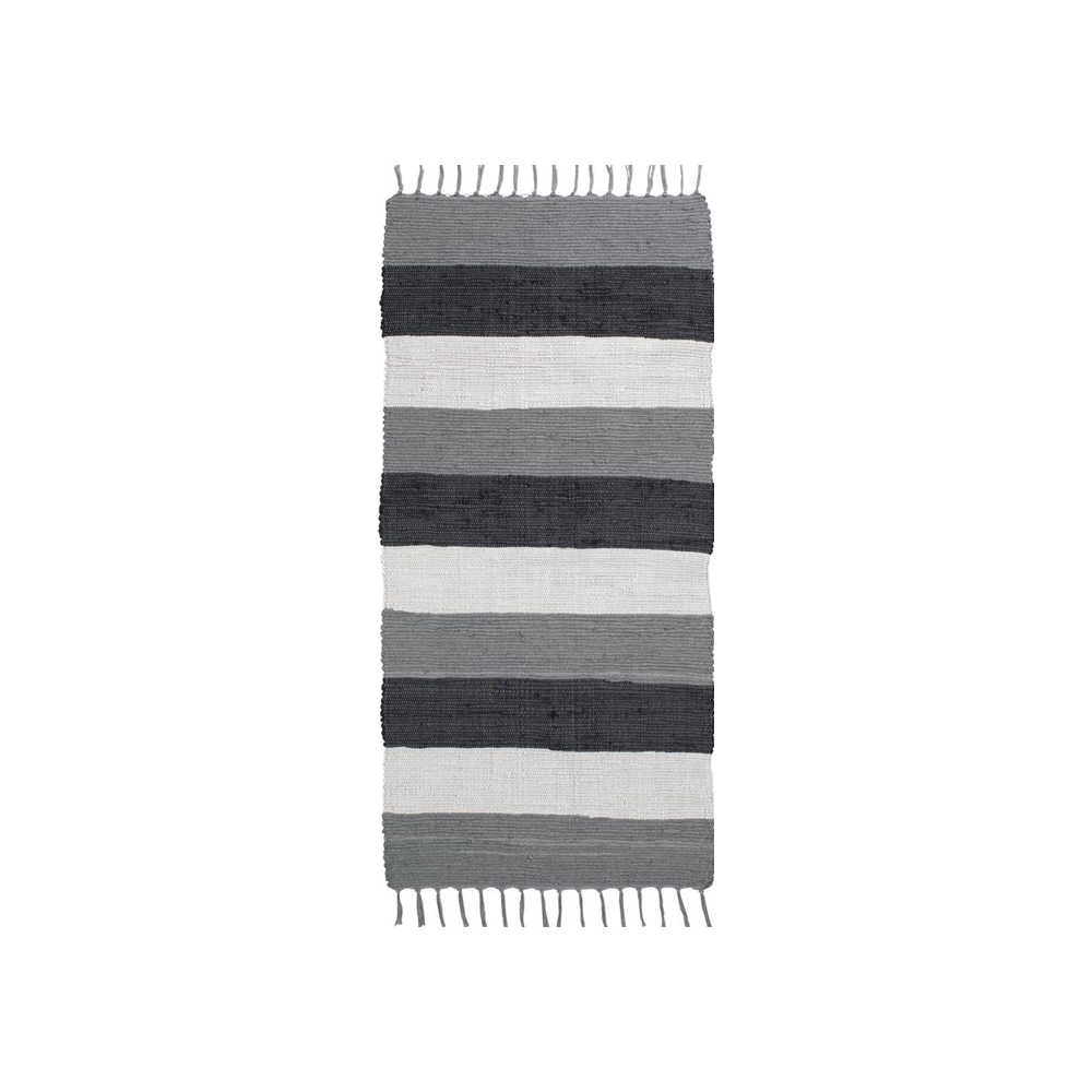 Thảm bếp | KRIMLIND | polyester | sọc đen/xám/trắng | R65xD140cm