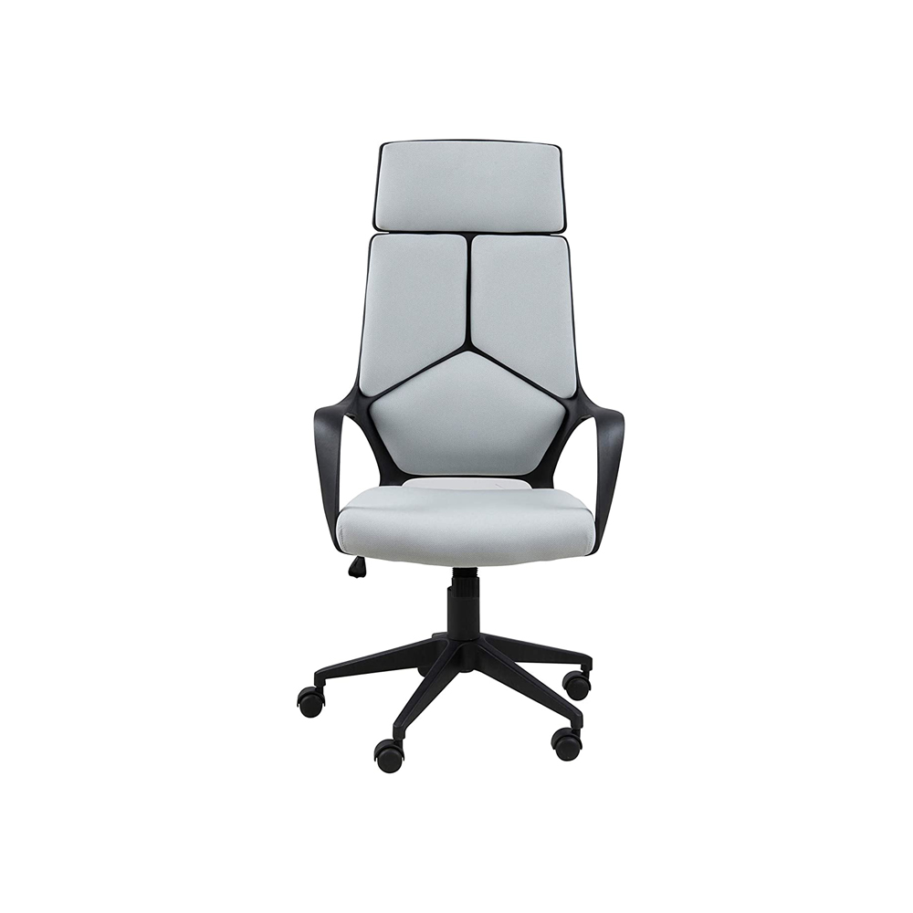RAVNING high back office chair | light gray polyester upholstery / black plastic legs | R67xS67xC125cm