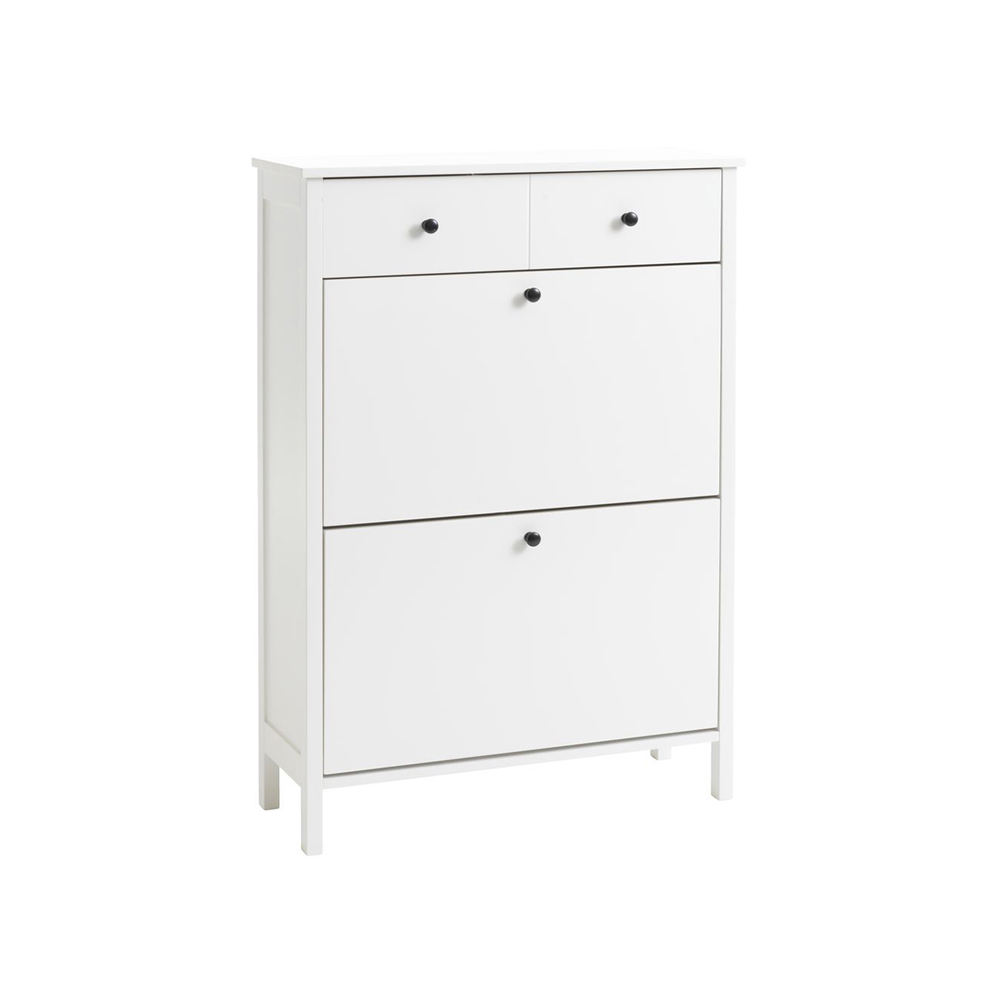 Shoe cabinet with 2 drawers TERPET, white industrial wood; R73xS26xC106cm