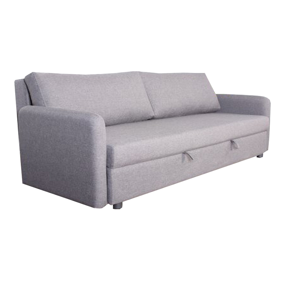 Sofa bed 3s | STELLA | polyester fabric | gray | natural wooden legs | D215xR87/160xC86cm