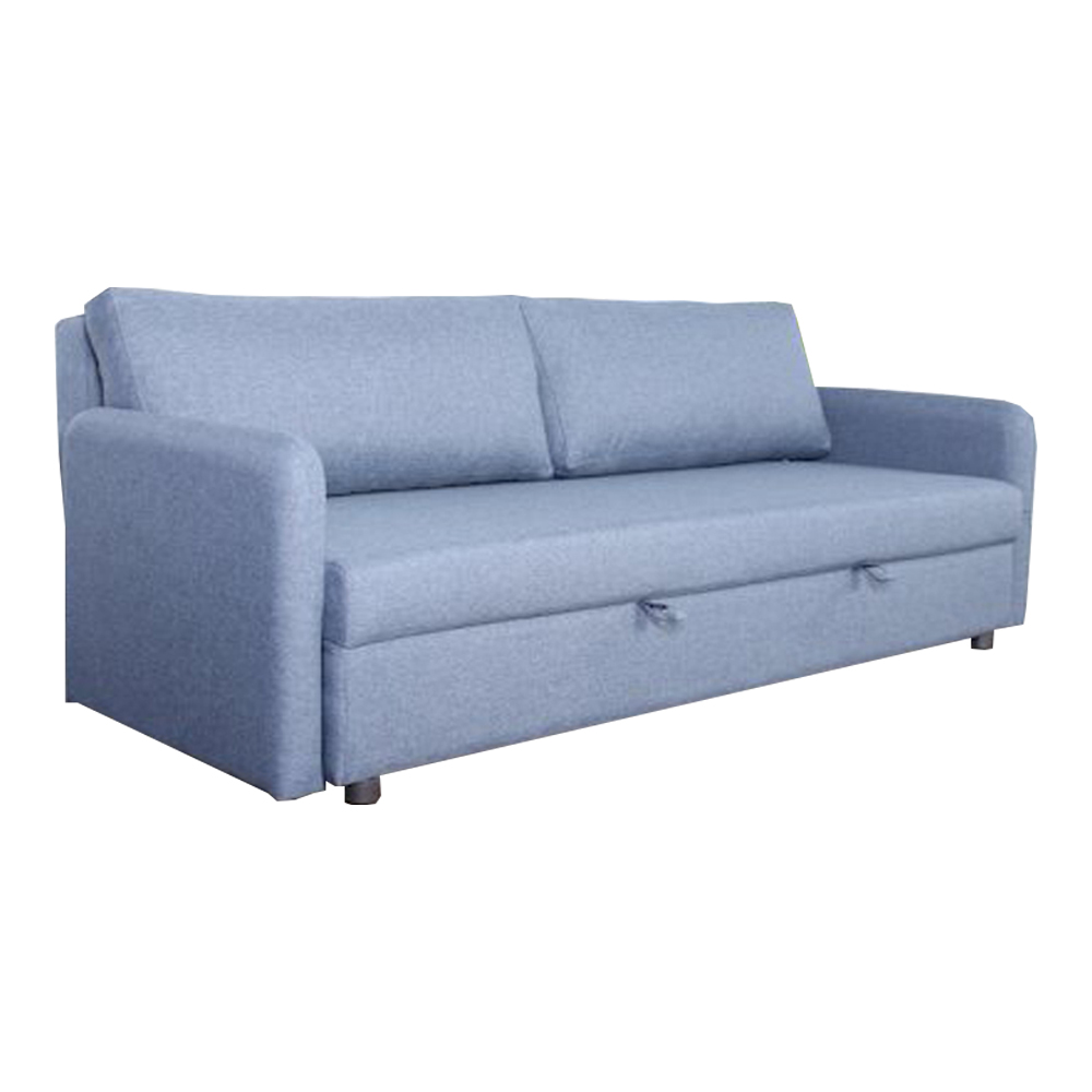 Sofa bed 3s | STELLA | polyester fabric | blue | natural wooden legs | D215xR87/160xC86cm