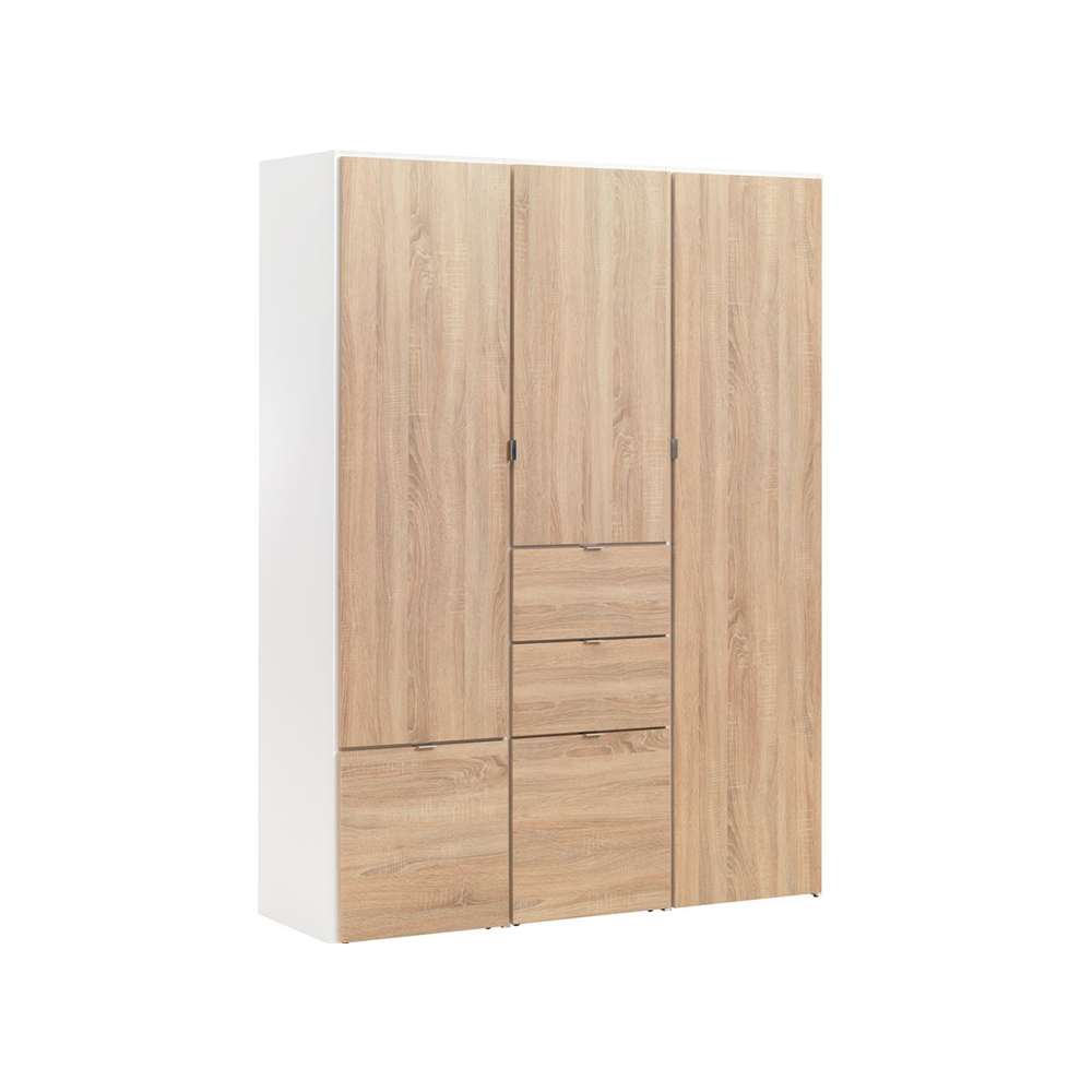 Tủ quần áo NAUTRUP, gỗ công nghiệp trắng/sồi; R149xC200xS50cm