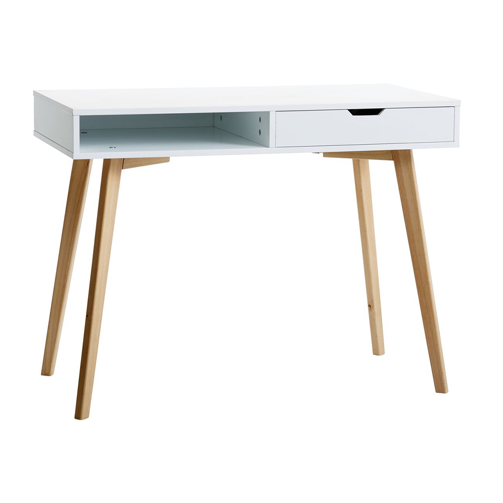 TAMHOLT desk | industrial wood painted white | D100xR50xC77cm